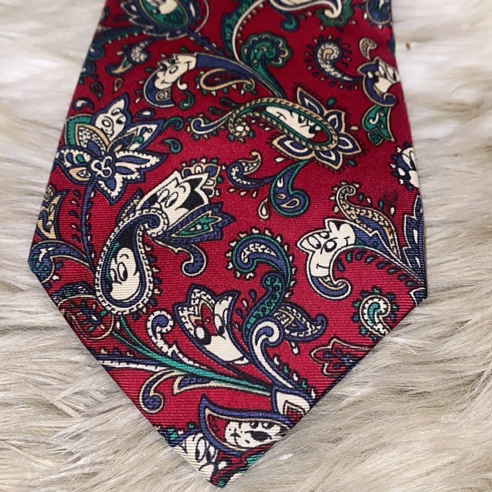 Vintage Disney Mickey Mouse Silk Paisley Tie